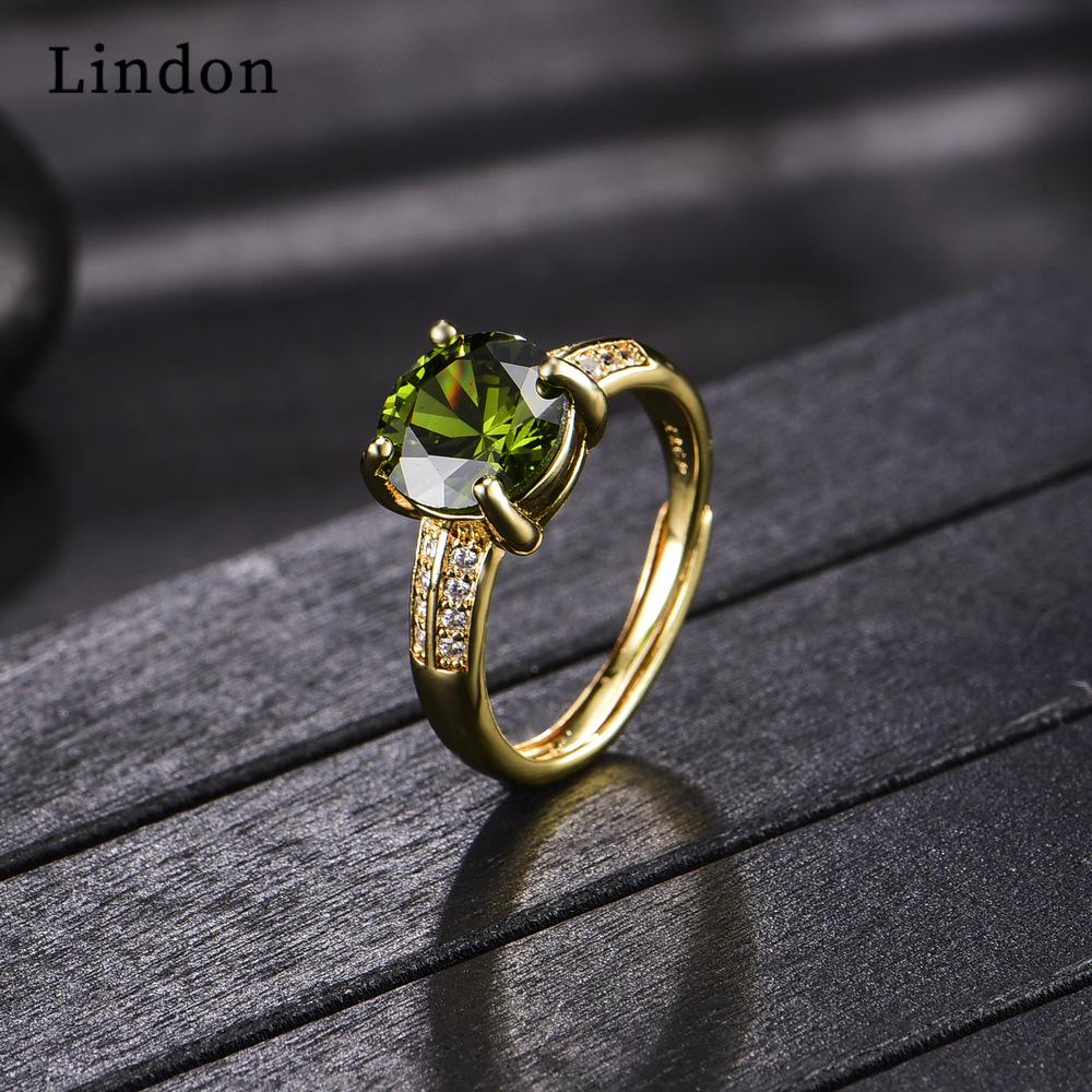 Lindon Classic Copper Alloy Zircon Ring Ladies Jewelry Wedding Promise Party Gift