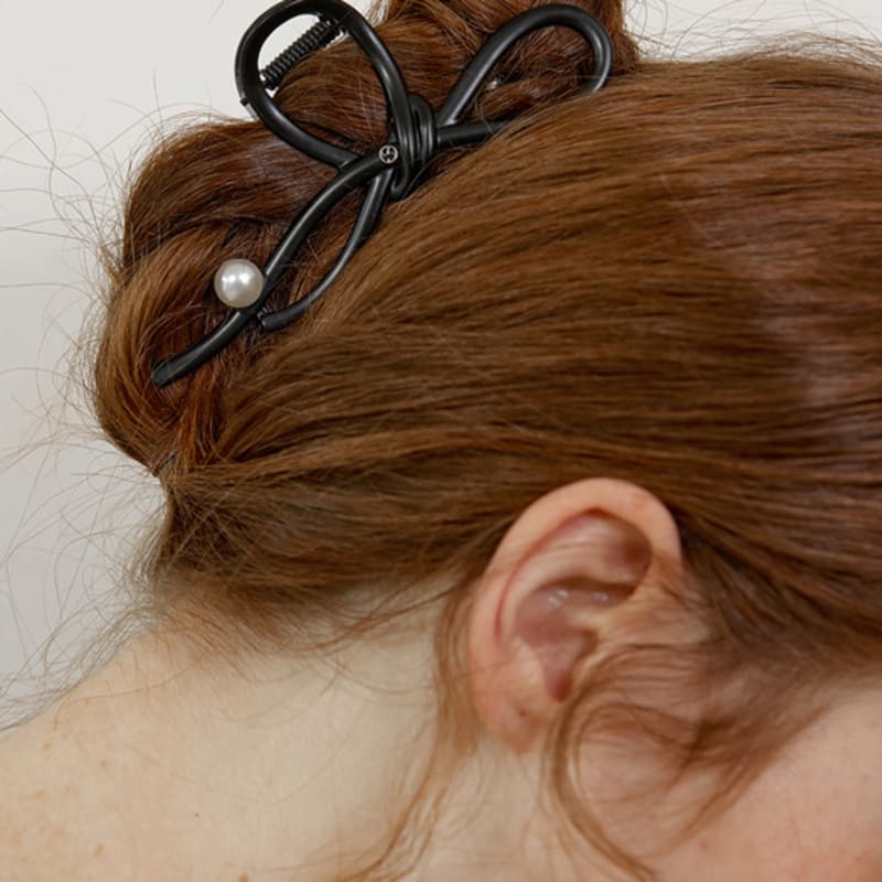 Ssecondo Pearl Ribbon Knot Hair Claw Clip_6 Colors
