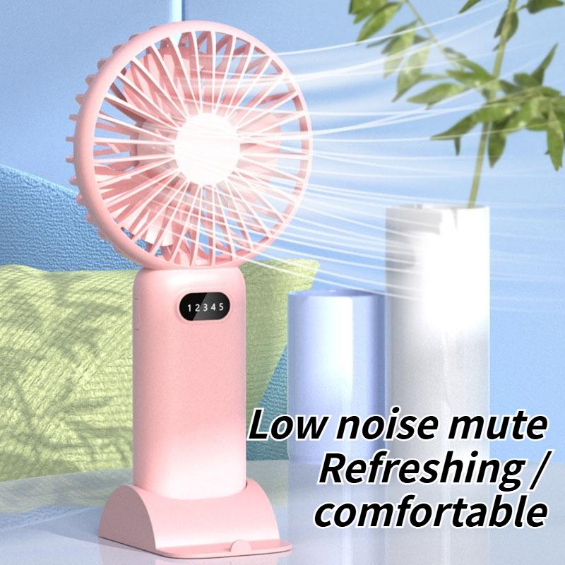 Upgrade New Rechargeable USB Handheld Fan - Mini with Strong Airflow & Phone Holder for Home, Office & Dorm Use