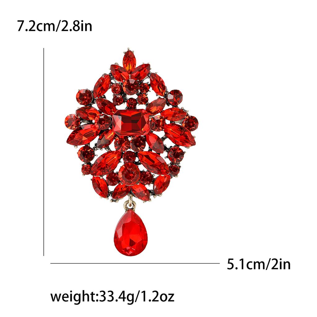 Fashion Crystal Glass Pendant Brooch Elegant Suit Accessories Brooch
