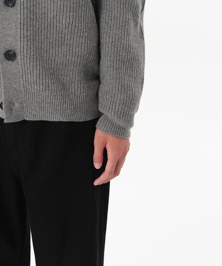 Musinsa Standard Relaxed Ribbed Round Neck Cardigan [Melange Light Gray]