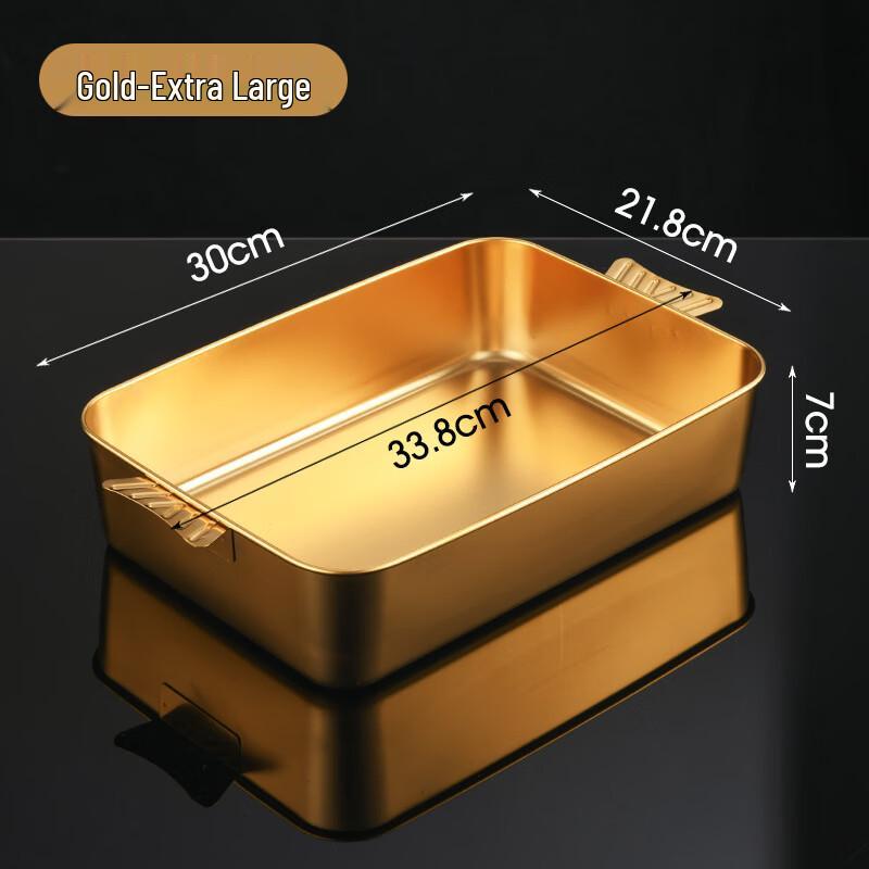 LIU Stainless Steel Double-Handle Deep Serving Tray