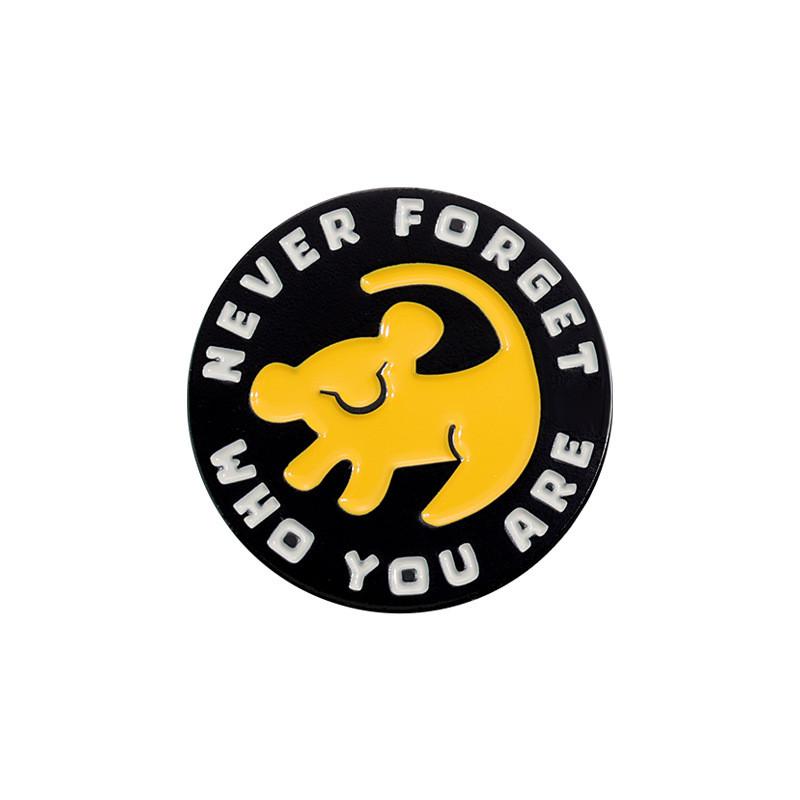 

Geometric Playful Round Never Forget Who You Are Metal Brooch Ideal For Both Men And Women