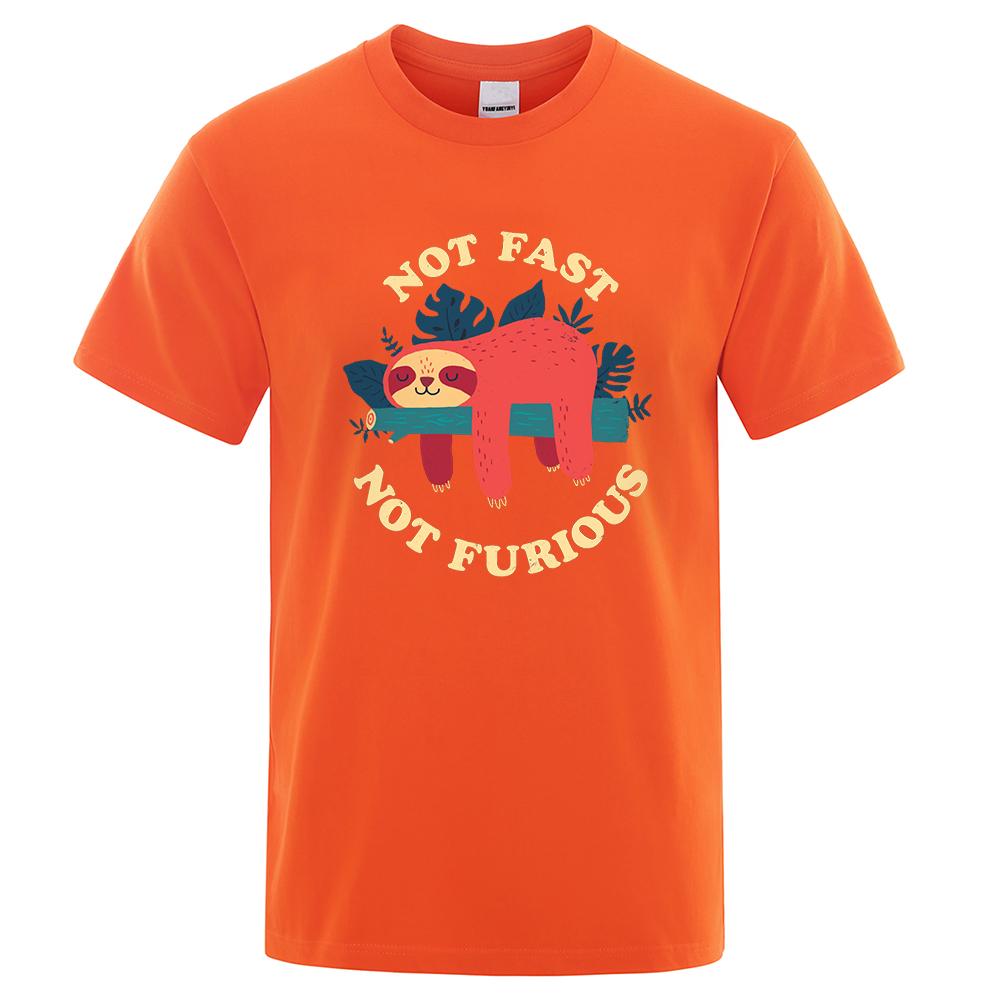 Not Fast Not Furious Cartoons Printing Men Tee Shirts Breathable Brand Tops Street Fashion T-shirt Mens Casual Summer T Shirts