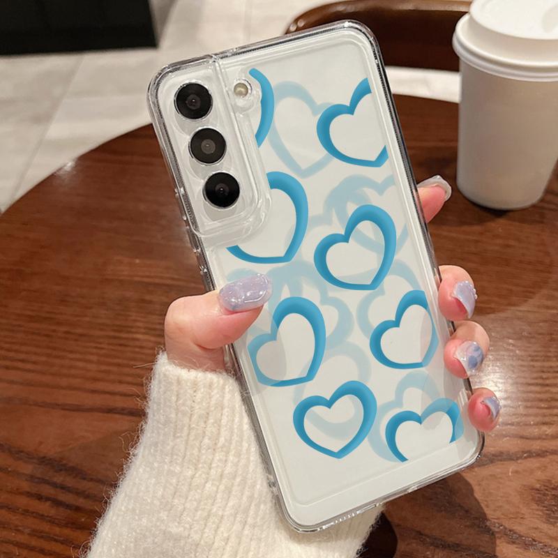 Heart Print Transparent Phone Case For Samsung Galaxy S25 S24 S22 Ultra S23 S24 FE A17 A56 A16 A36 A26 A55 A15 A25 A54 5G Shockproof Soft TPU Cover