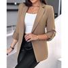 Women's Solid Color Long-sleeved Cardigan Suit Jacket, Business Style, Simple Unbuttoned Jacket For Formal Occasions