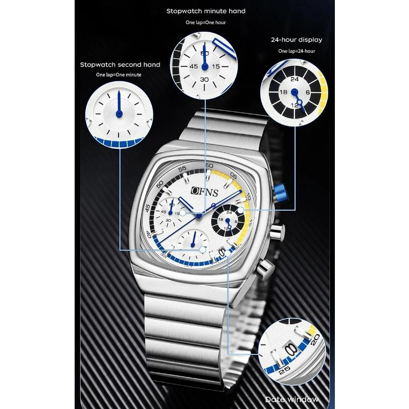 Módní pánské náramkové hodinky Chronograf Datum Vodotěsné Svítící Pánské hodinky Nerezová ocel Luxusní Křemenné Pánské hodinky