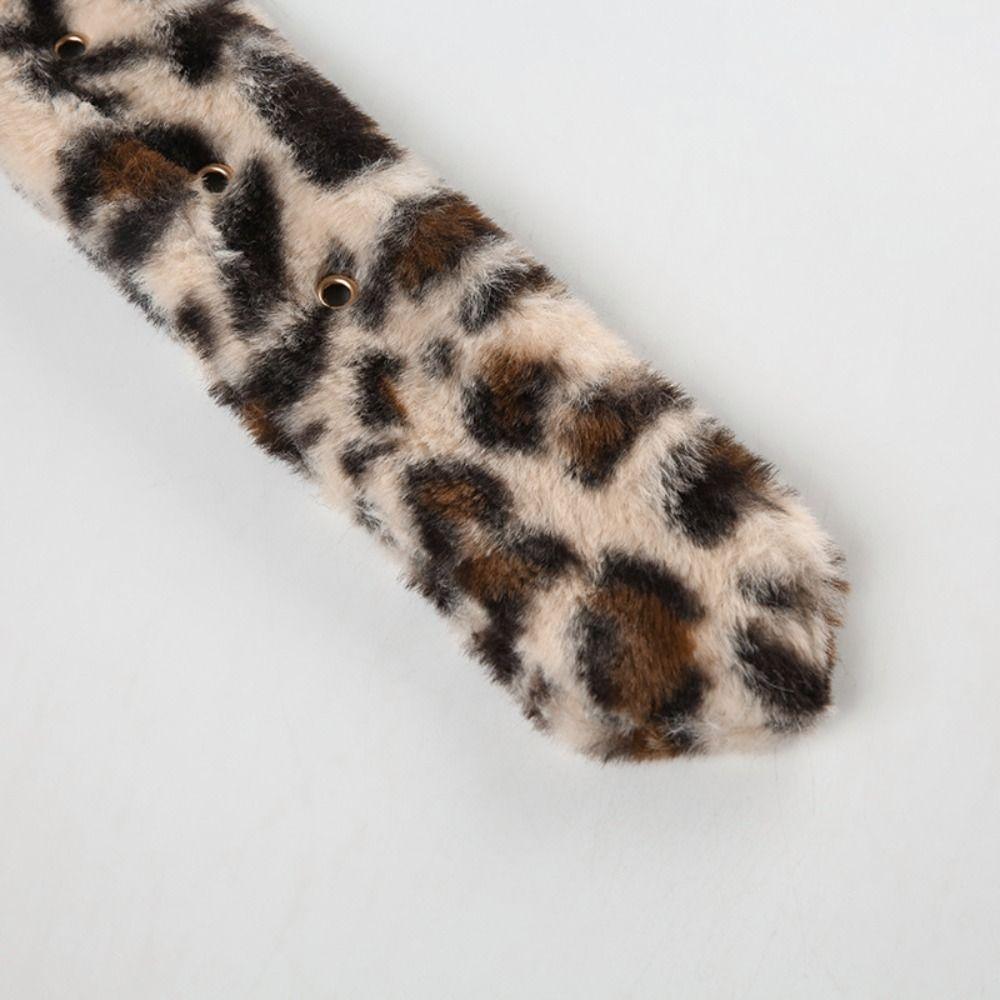 Jeans Decor Leopard Print Plush Belt Furry Jazz Dance Costumes Accessory  Ladies