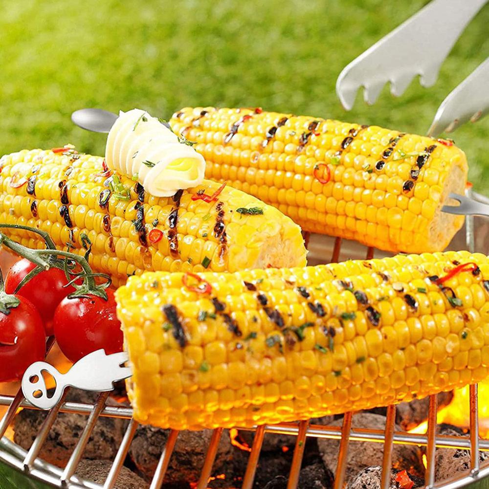 1~10PCS Stainless Steel Creative Corn Fork Fruit Fork Mini Fork Fruit Children Snack Cake Dessert Fruit Pick Toothpick Sign