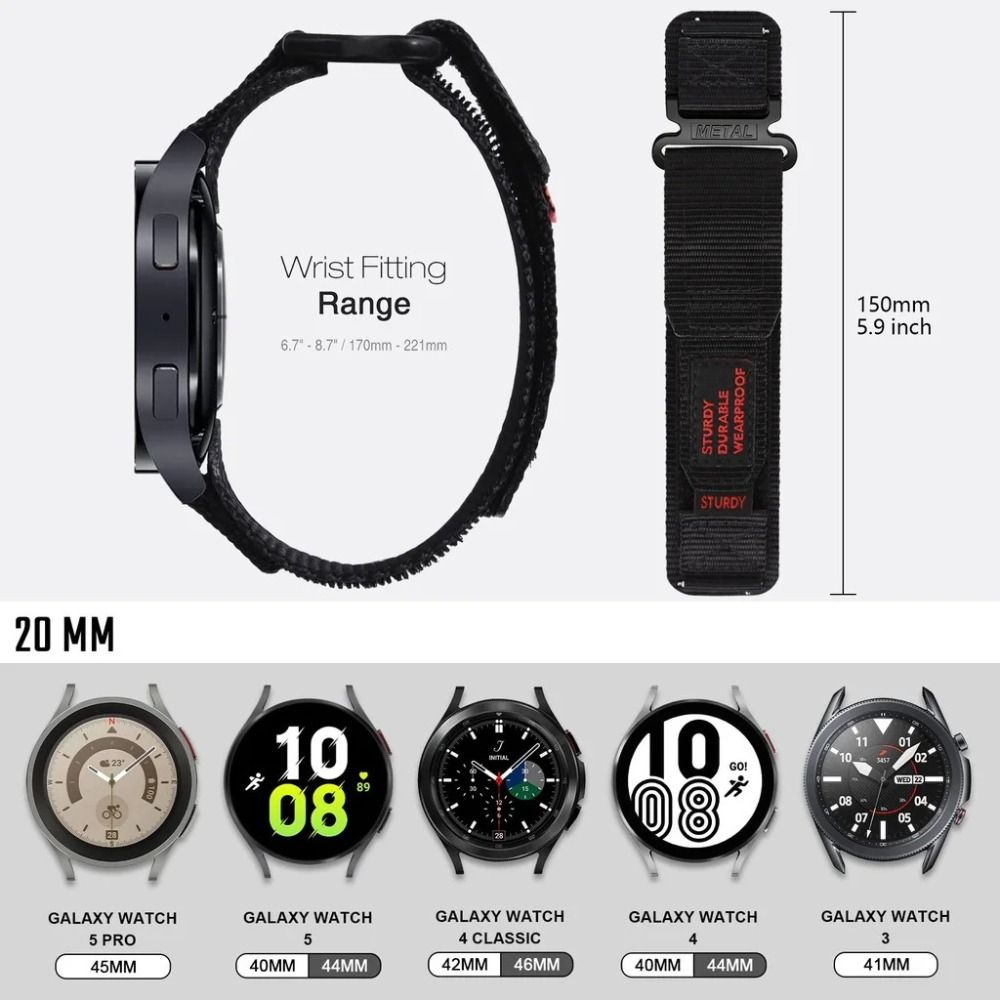 Adjustable Watch Wristband Nylon Watch Bracelet  Suitable For Samsung And Huawei Watch Strap
