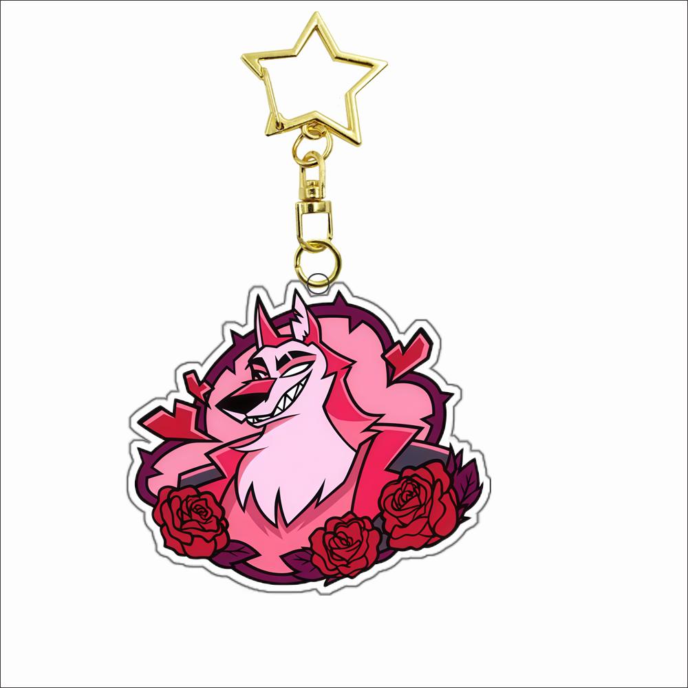 Acryl Schlüsselanhänger für Helluva Boss Verosika Mayday Satan Emberlynn Pinkle Ozzie Loona Glitz Glam Anime Acryl Schlüsselanhänger Anhänger