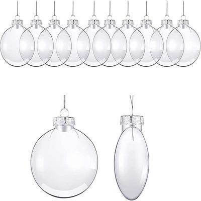 60/80/100mm Oval Clear Plastic Flat Disk Ball Ornaments Diy Paintable Empty Clear Disc Globes Indoor Outdoor Xmas Tree Decor