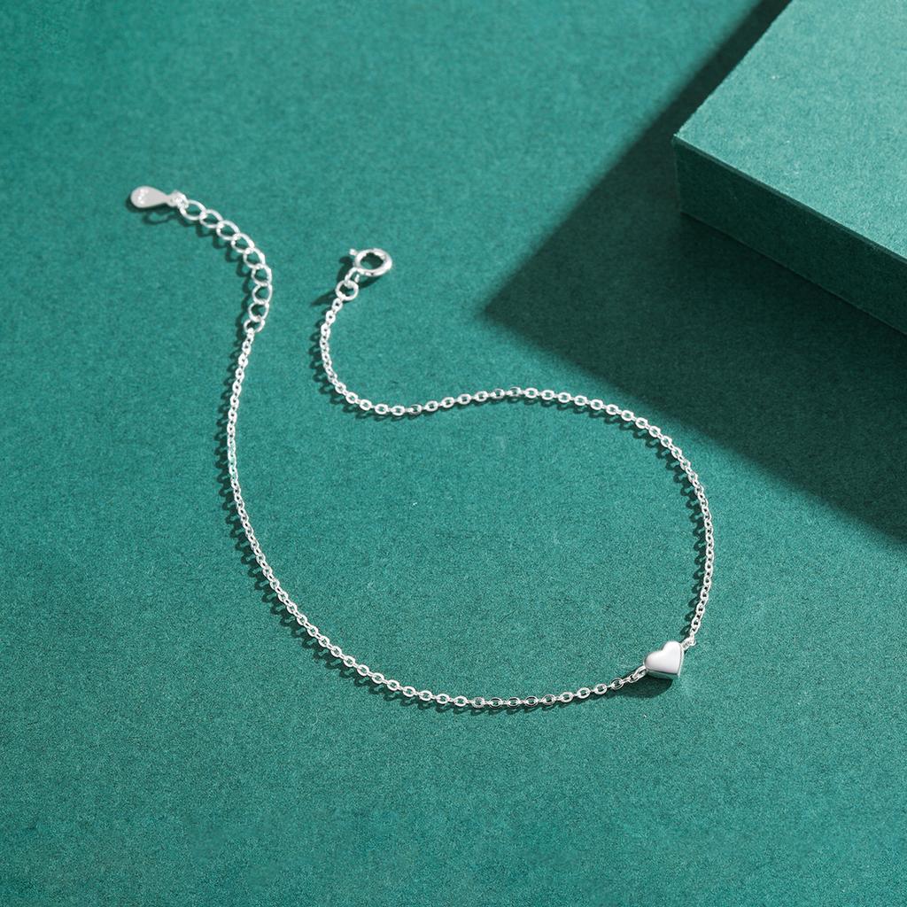Modian Fashion Cute Heart Ankle For Women Real Solid 925 Silver Simple Link Chain Ankle Ethnic Fine Jewelry