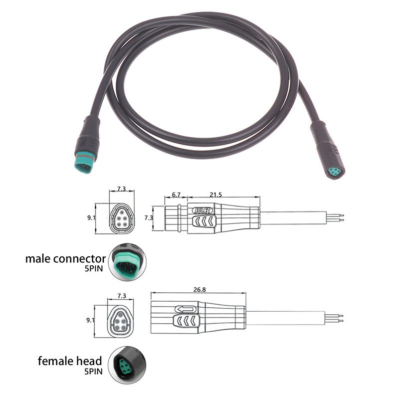 Ebike Display Extension Cable 5PIN Male Female Wire For BAFANG Display CAN Protocol DPC010 DPC080 Waterproof Extension Cord
