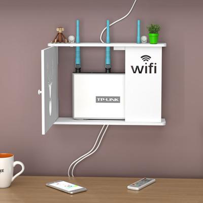 Caixa de Armazenamento para Roteador WiFi com Porta de Armário Suporte de Parede Seguro Sem Perfuração Para Decodificador de TV Internet Quarto Sala de Estar