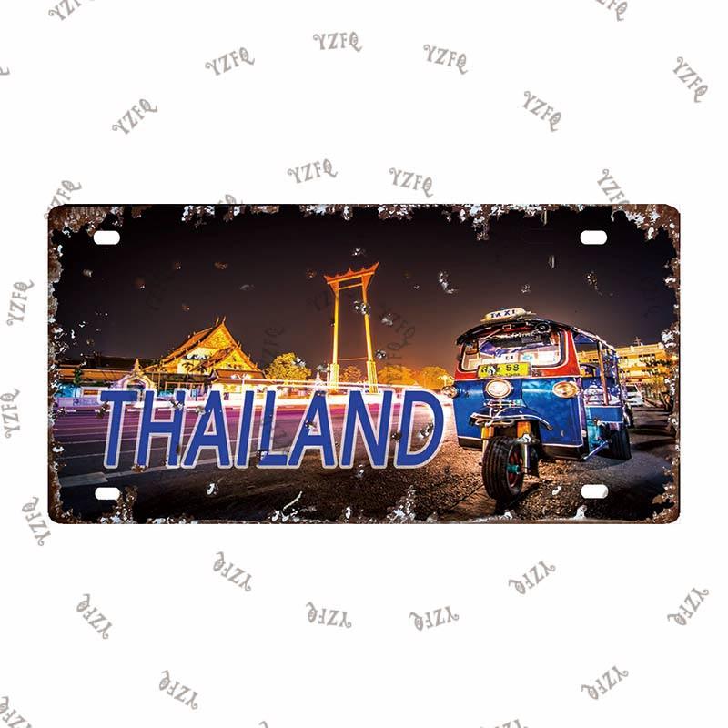 Thailand City Metal Sign Tin Poster 30X15CM Vintage Plate Tourist Souvenirs Wall Bar Home Decor Gift Customizable DC-0314A