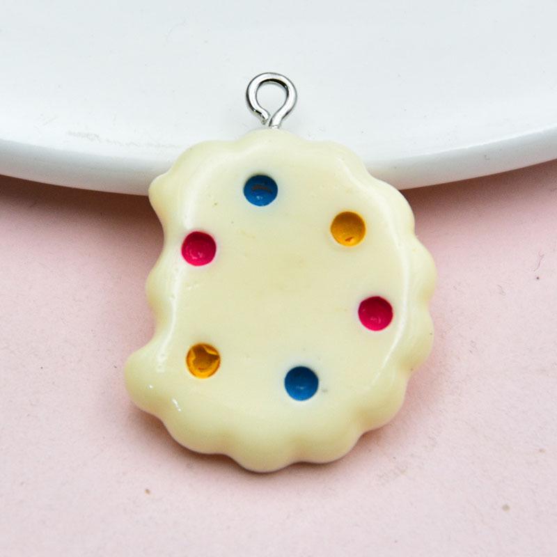 Glossy Cartoon Cookie Resin Keychain Pendant - DIY Jewelry Accessory
