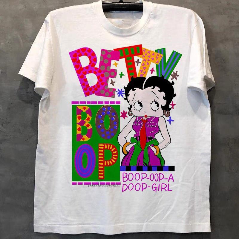 

Betty Boop Betty Doll Lady 2025 Summer American Cartoon Vintage Chic Loose Street Short Sleeve Men s and Women s T-shirt Cotton 4XL