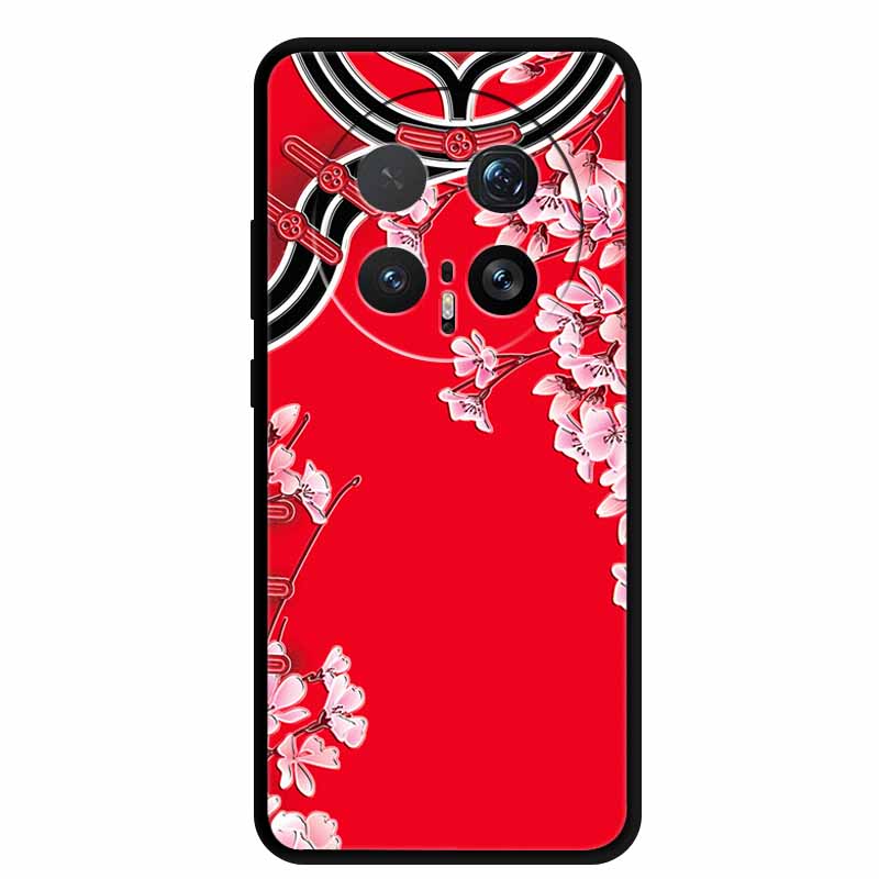 6.71" For Honor Magic8 Pro 5G Case 3D Emboss Relief Flower Black Silicone Soft Back Cover Case For Honor Magic 8 Pro Case Shells