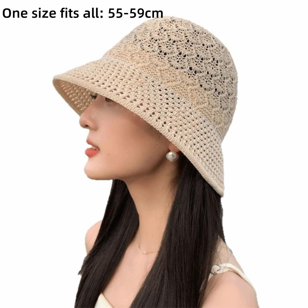 New Wide Brim Sun Hat Sunshade Hollow Sun Protection Hat Elegant Breathable Bucket Hat Women