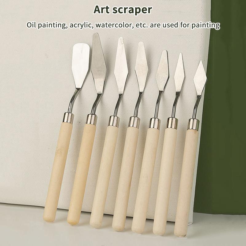 7Pcs/Set Oil Painting Mixing Knife Scraper Art Tools Stainless Steel Oil Painting Knives Artist Crafts Spatula Palette Knife