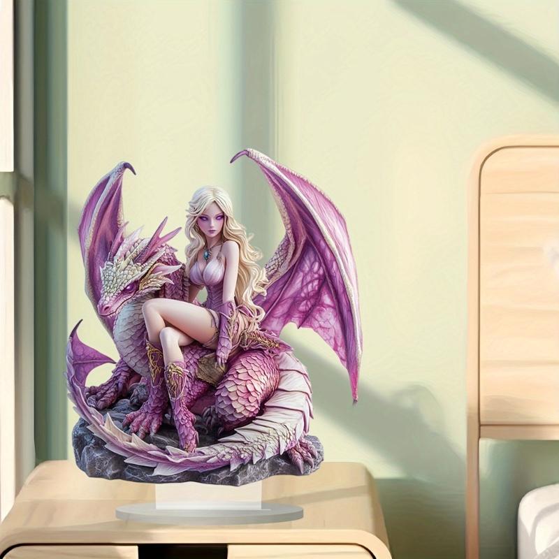Artistic 2D Flat Dragon Beauty Woman Acrylic Statue Nontoxic Decorative Piece Ornament For Living Room Office Desktop