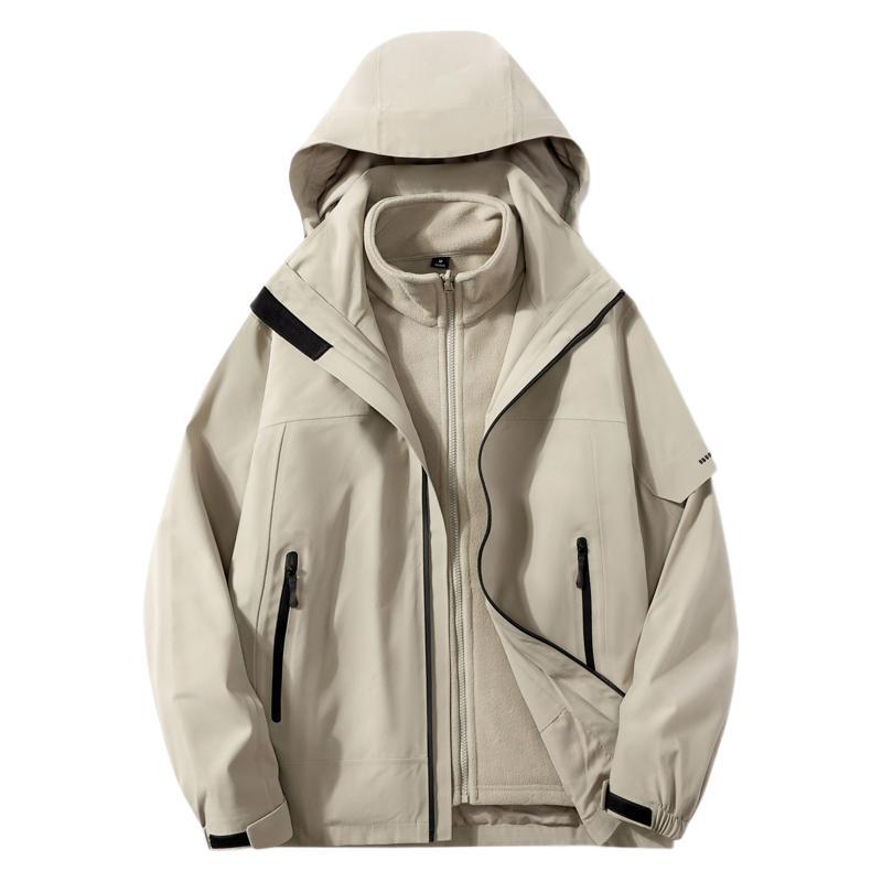 Outdoor Three-in-one Rubber Jacket for Men's Waterproof Hiking Hiking Hiking Hiking Clothes Detachable Fleece Jacket for Women