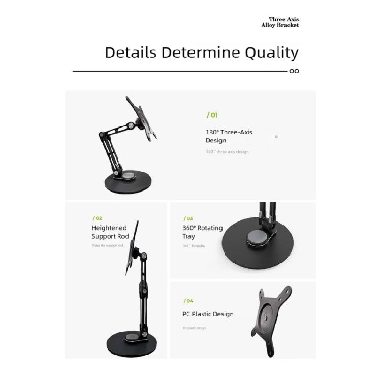 Foldable Aluminum Monitor Arm Stand For 19inch Screens Includes AntiSlip Pad And Smooth 360 Swivels