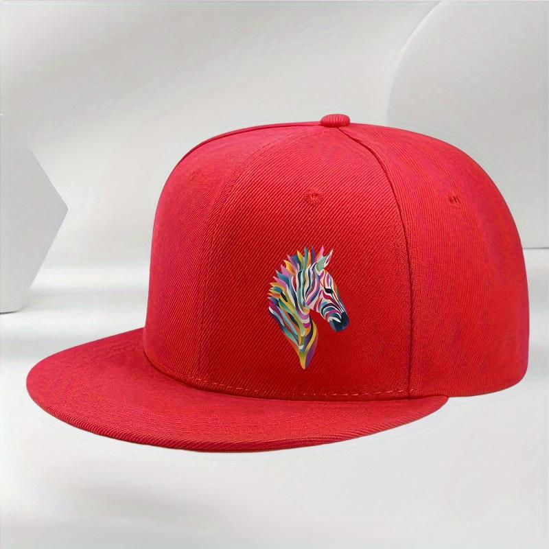 Colorful Abstract Zebra Head Black Snapback Baseball Cap Streetwear Adult Casual Adjustable Sporty Hat
