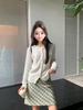 Korean Style 2025 Autumn/Winter Retro Green Plaid Skirt