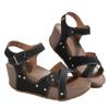 Cross-strap Thick-soled Wedge Heel Sandals Women's Large-sized Riveted Mid-heel Shoes Fish-mouth Beach Flip-flops
