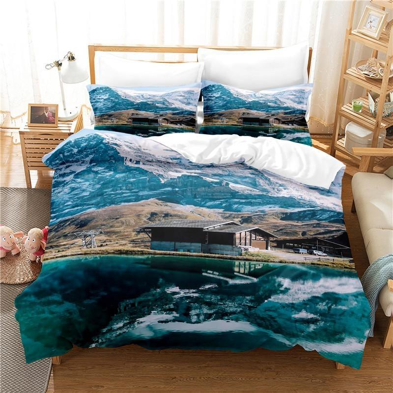 Natural Scenery Duvet Set Duvet Cover Set 3d Bedding Digital Printing Bed Linen Polyester Bedding Set Fashion Design King Queen