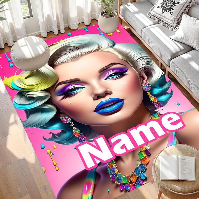 Custom Name Personalized Marilyn Monroe Print Carpet, Versatile Home Decor Rug, for Playroom, Apartment, Balcony, Entryway, Hallway Gift