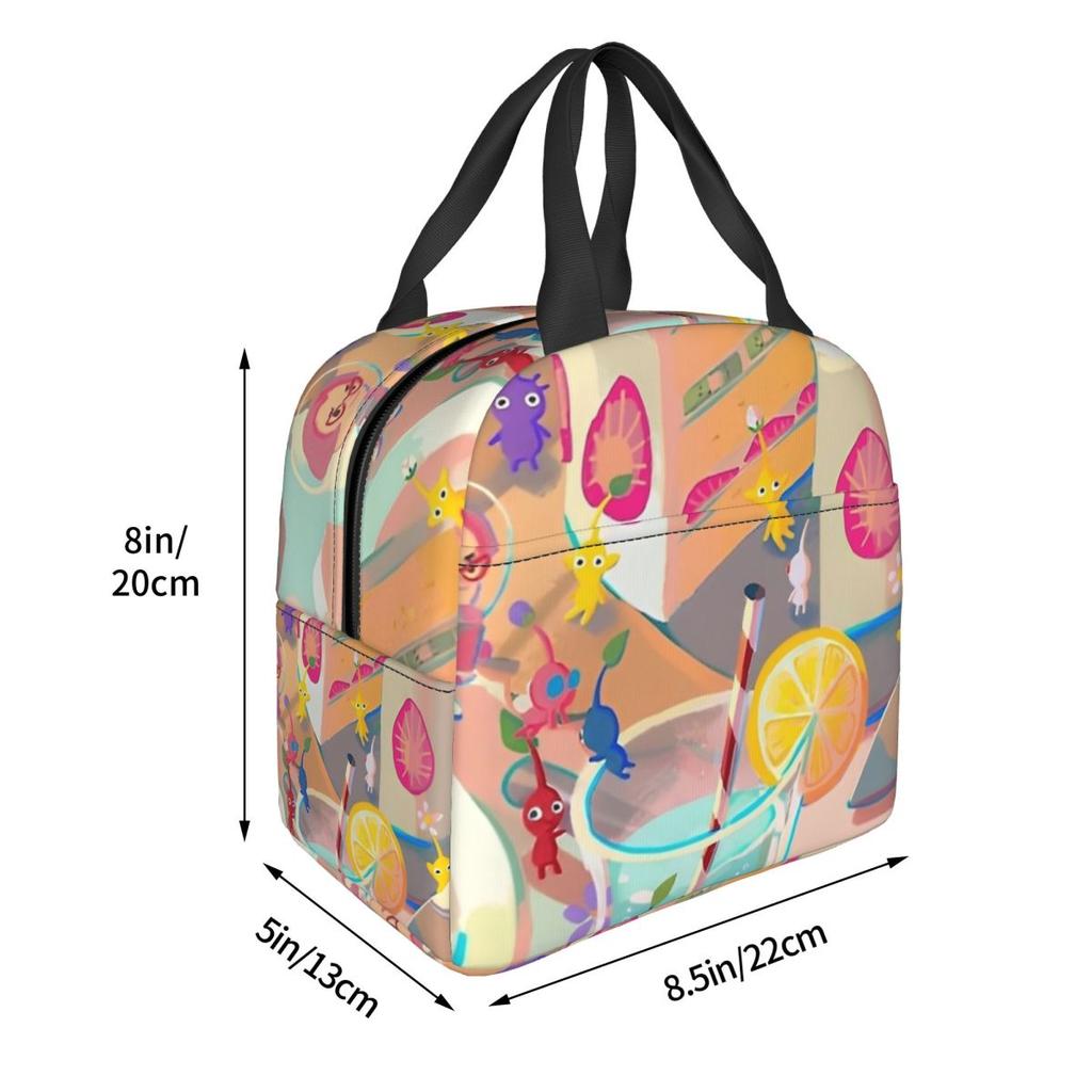 Spiel Cartoon Süß Pikmin Isolierte Lunchtasche Thermotasche Wiederverwendbare Auslaufsichere Tragetasche Lunchbox Bento Tasche College Reise