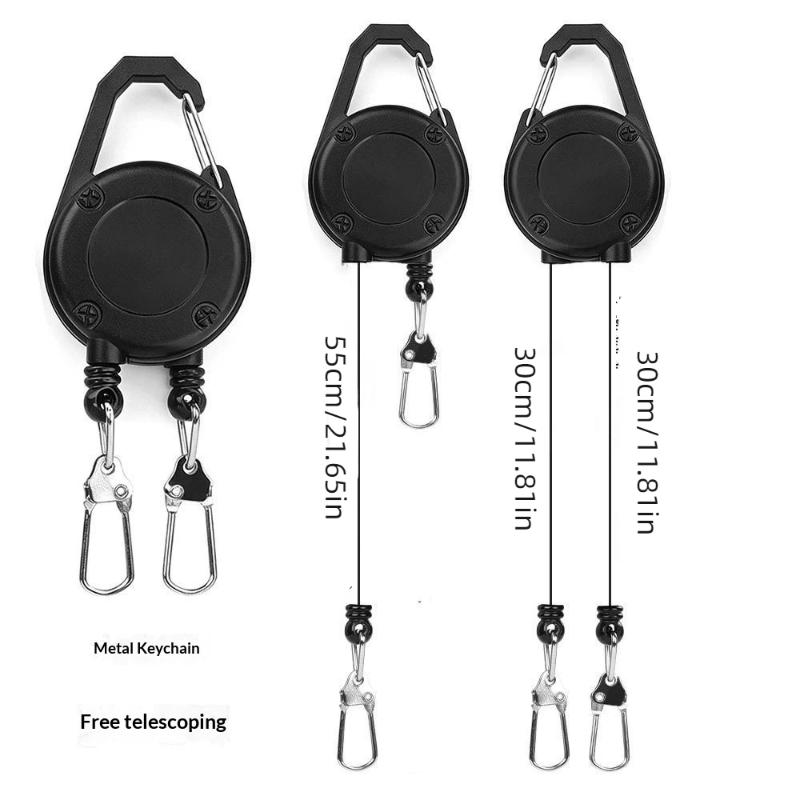 Heavy Duty Retractable Keychain With Sturdy Metal Carabiners And Extendable Steel Wire Perfect For Hiking Camping