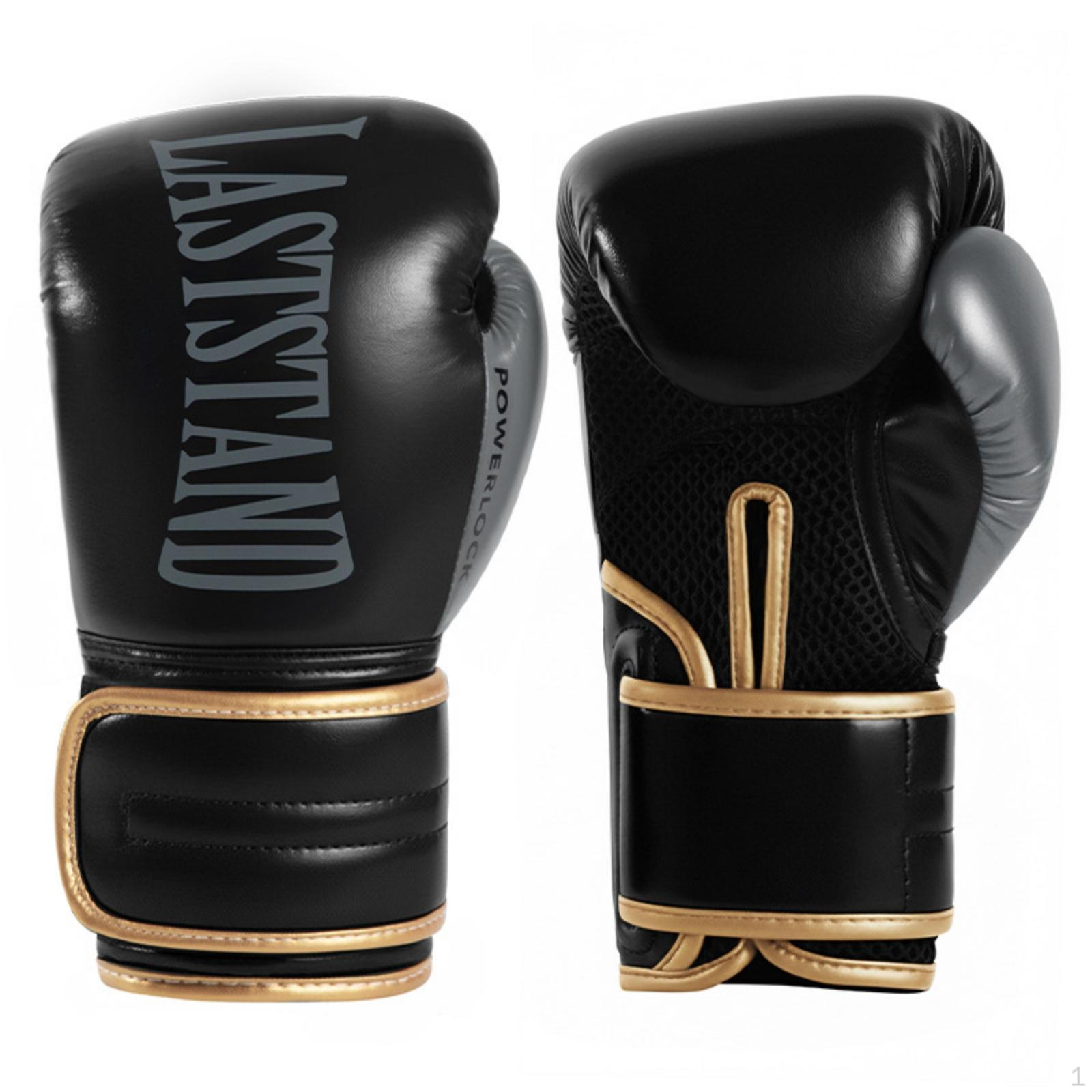 Training Boxing Gloves Reinforced Stitching Sparring Hook and Loop Strap Black 14OZ