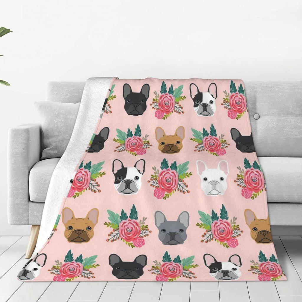 French Bulldog Dog Cute Ultra-Soft Flannel Printed Blanket Velvet Plush Throw Blanket Nap Cover High Quality Home Use Sofa Decor