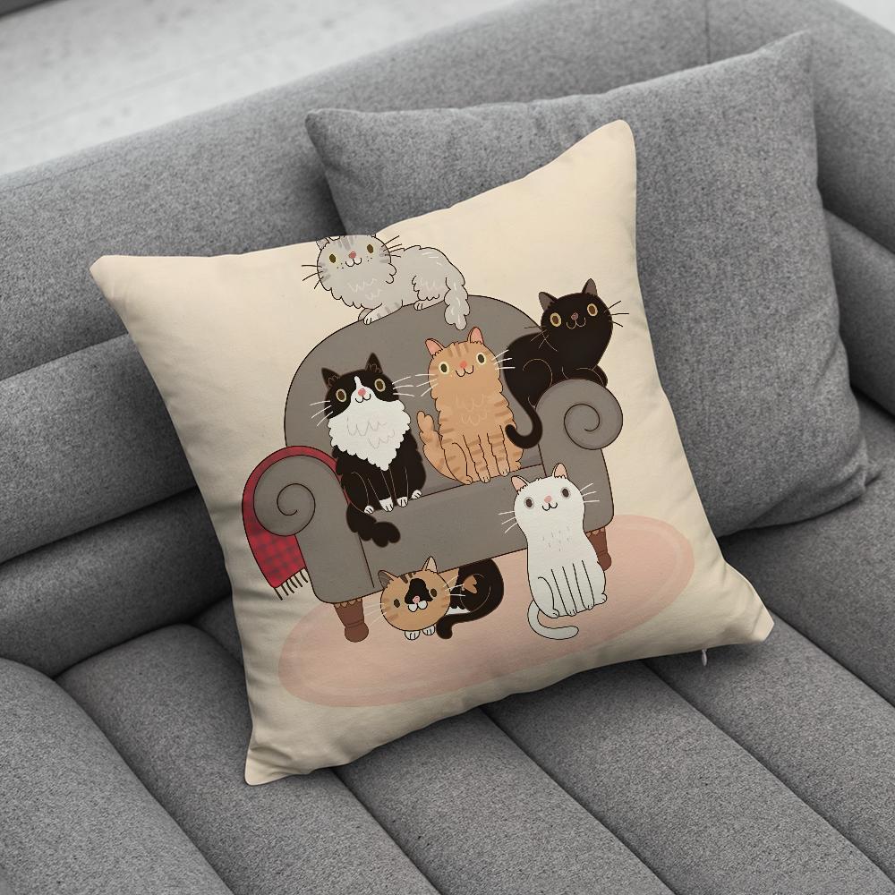 Cute Cat Print Pillow Case Soft Cushion Cases for Farmhouse Sofa Decor Home Decorations and Protector