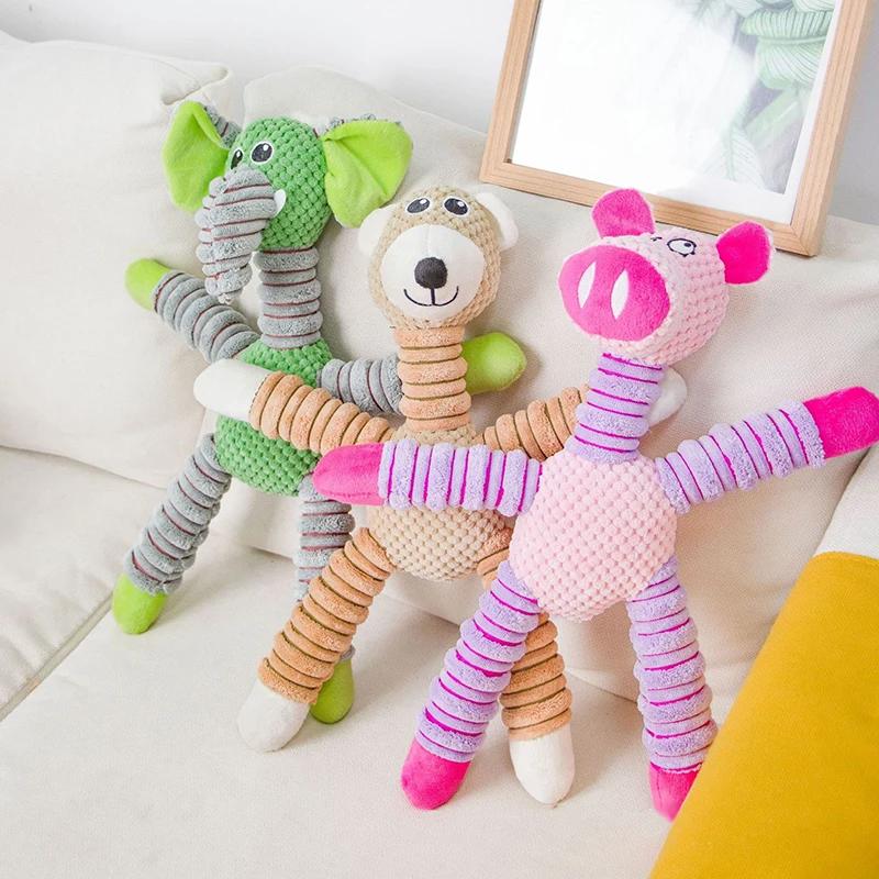Cute Animal Squeaky Dog Toys - Durable Bite Resistant Plush Chew Toys for Dogs, Interactive Pet Teething Toy for Puppies