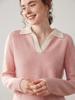 Patchwork Lapel Cashmere Sweater: Women's Slimming Knitwear Pullover