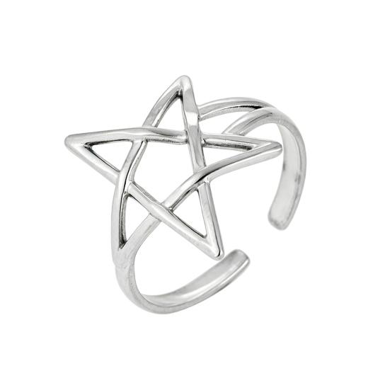 Thumb Ring Hollow Star Shape Adjustable Opening Design Finger Ring Titanium Steel Finger Band Versatile Jewelry Gift