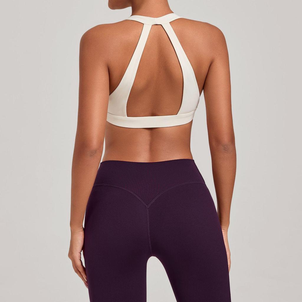 Cross-Strap Halter Neck Yoga Bra for Running and Fitness