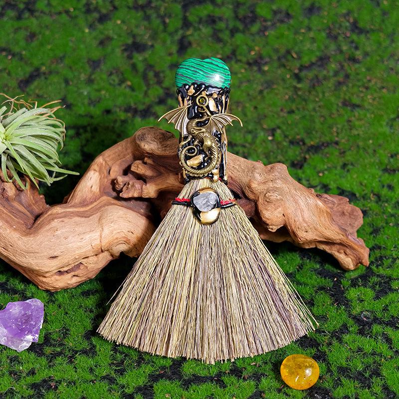 Heart-Shaped Crystal Broom Prop for Home Decor