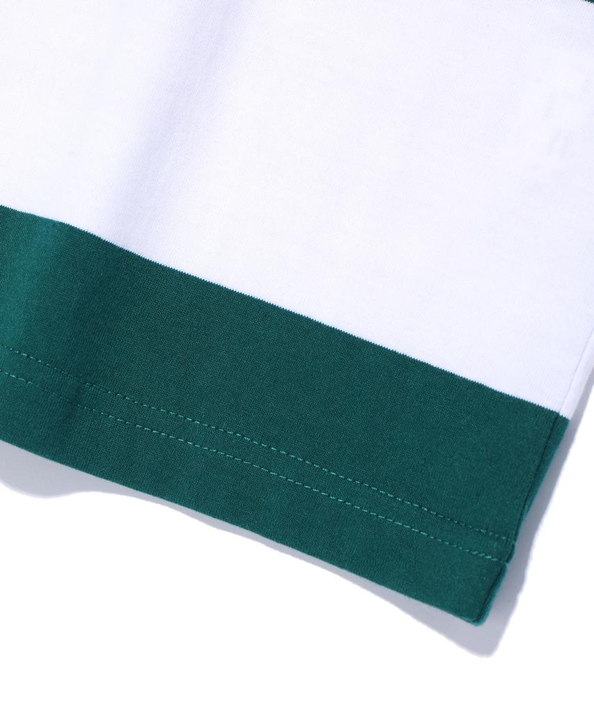 DISTN9NE Striped Retro Bear Collared Short Sleeve Tee Green (Lo2Tu342-045)
