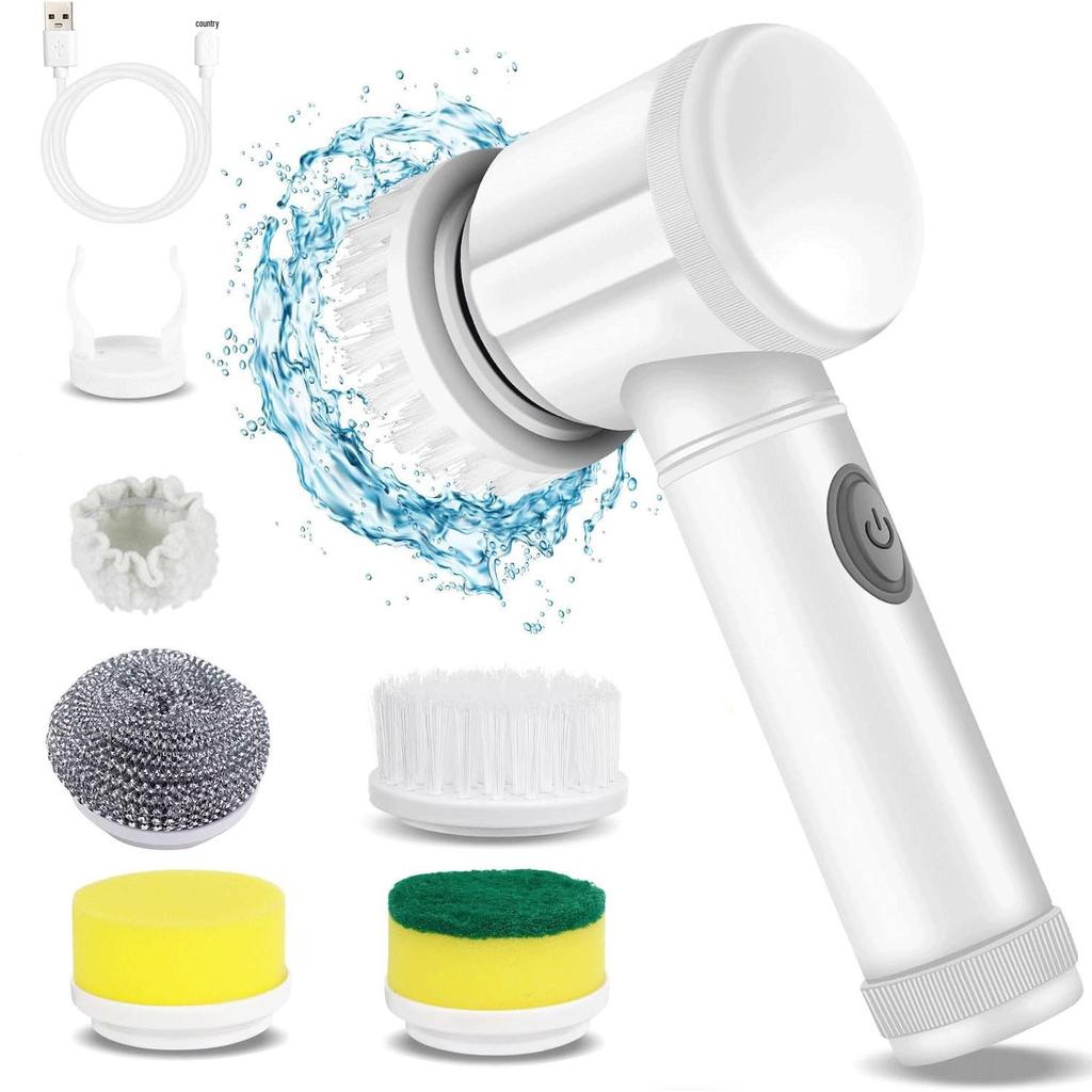 Gray Electric Cleaning Brush for Kitchen, Bathroom, and Shoe Cleaning