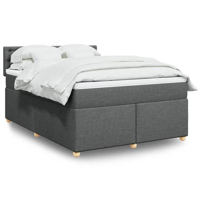 Maison Exclusive - Sommier à lattes de lit avec matelas Gris foncé 140x190cm Tissu