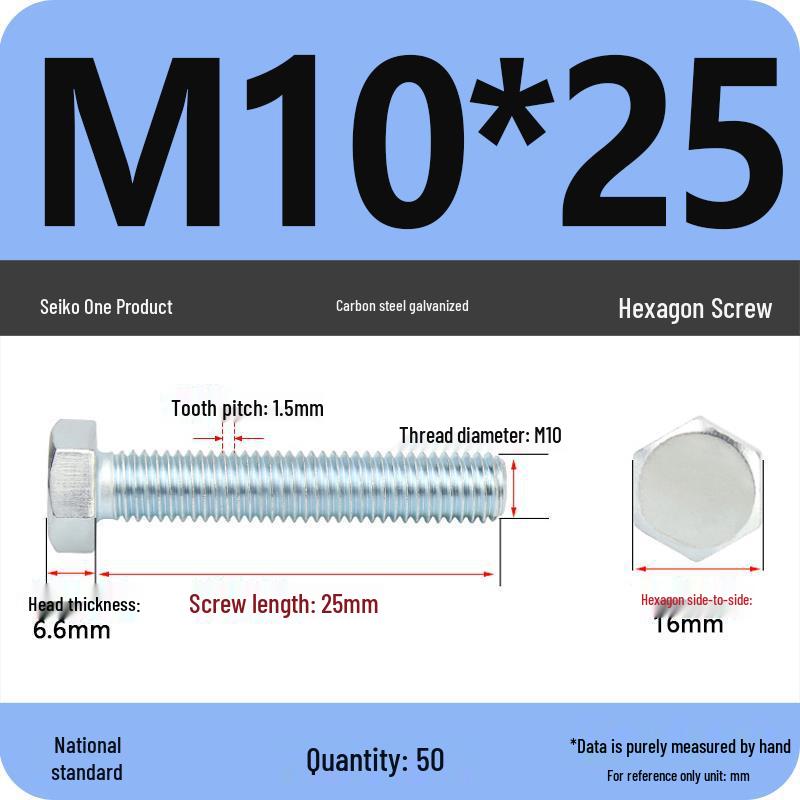 8.8 Grade Galvanized Hex Head Bolt, High-Strength M4-M30