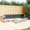 VidaXL Salon de Jardin avec Coussins 5 pcs, Sièges de Patio, Ensemble de Meubles, Mobilier de Terrasse Extérieur, Blanc Bois 3217011