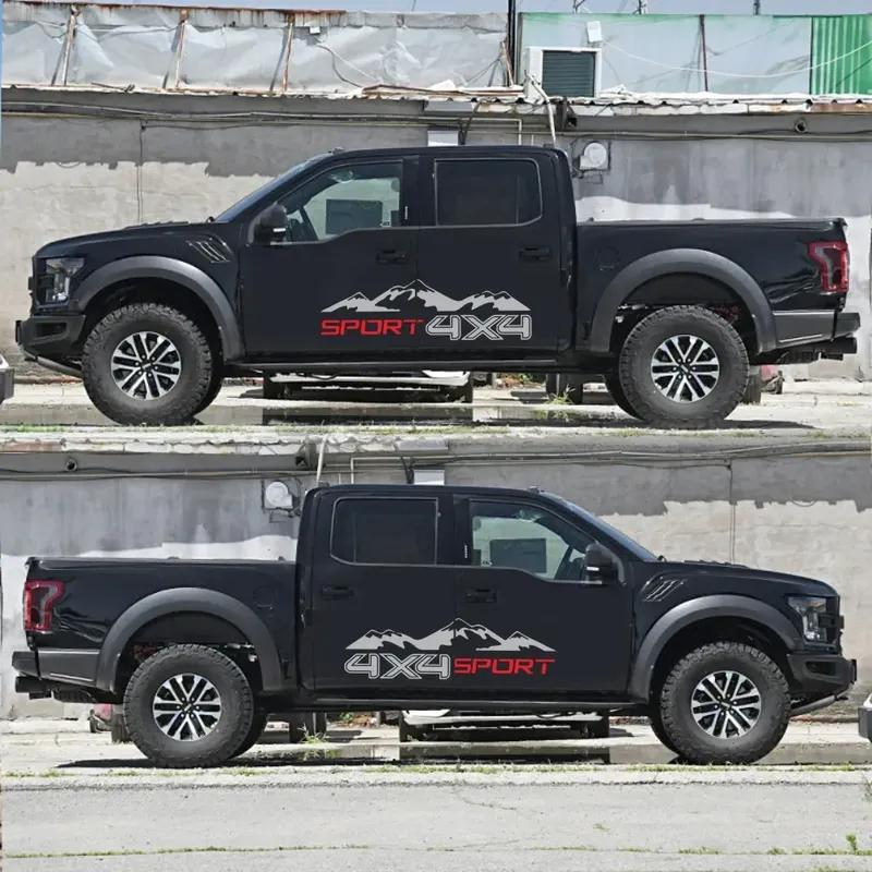 2PCS Off-road 4X4 Car Sticker For VW Amarok Chevrolet S10 D Max Trim Raptor F-150 Trim Truck Door Vinyl Decal Accessories