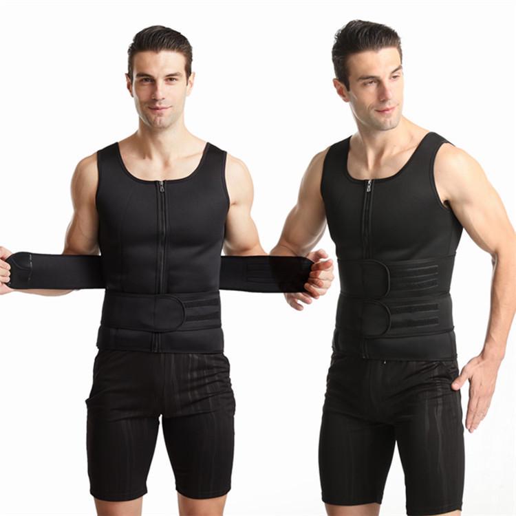 Men's Double Belt Shapewear Vest with Sweat-Inducing Rubber Corset - Ideal for Waist and Abdomen Support